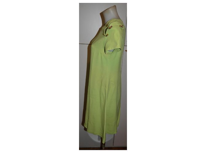 Versace Versus Abito Corto Verde Lime con Spille Dorate - vista 4