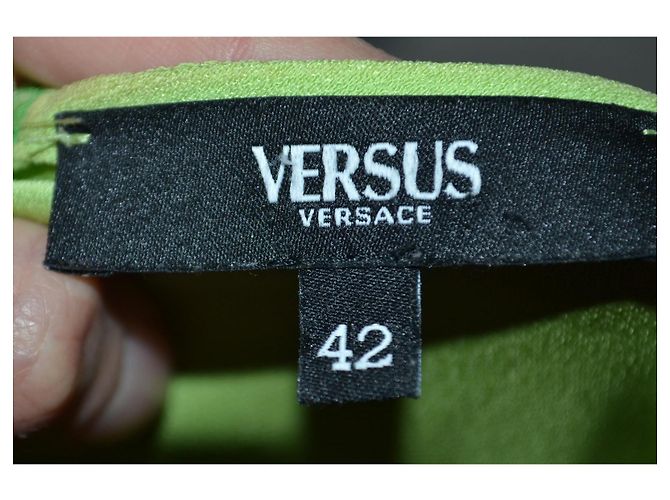 Versace Versus Abito Corto Verde Lime con Spille Dorate - vista 8