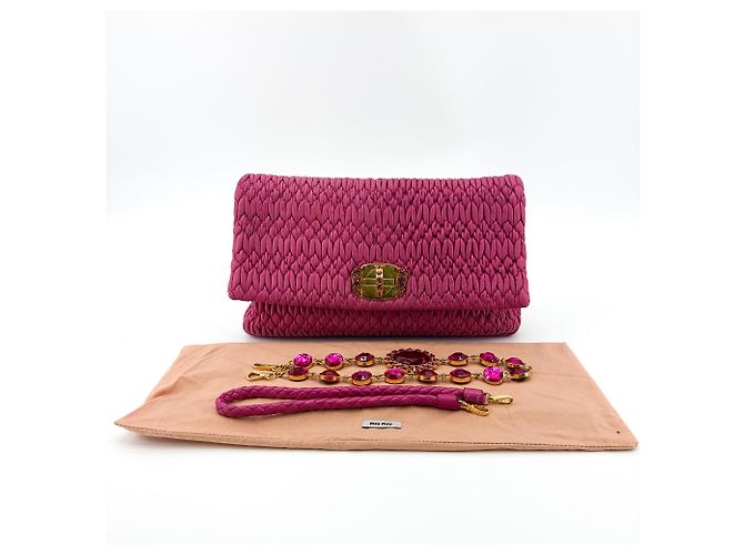 Miu Miu Crystal Clutch aus Matelassé-Leder Medium Pink - Ansicht 2