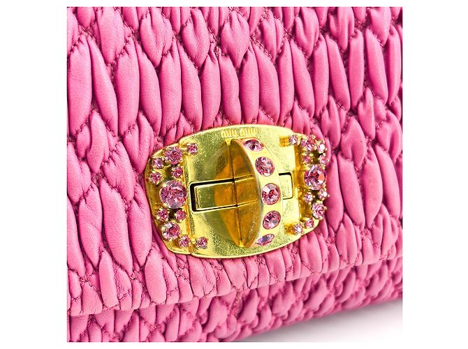 Miu Miu Crystal Clutch aus Matelassé-Leder Medium Pink - Ansicht 5