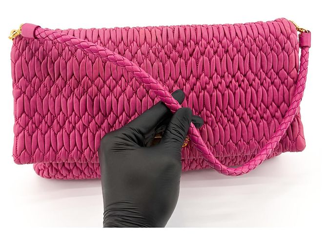 Miu Miu Crystal Clutch aus Matelassé-Leder Medium Pink - Ansicht 6