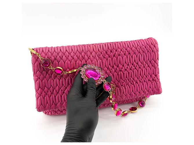 Miu Miu Crystal Clutch aus Matelassé-Leder Medium Pink - Ansicht 7