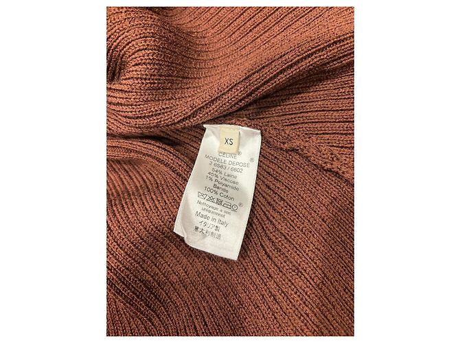 Céline Celine Vestido Midi de Punto Acanalado Marrón Castaño - vista 5
