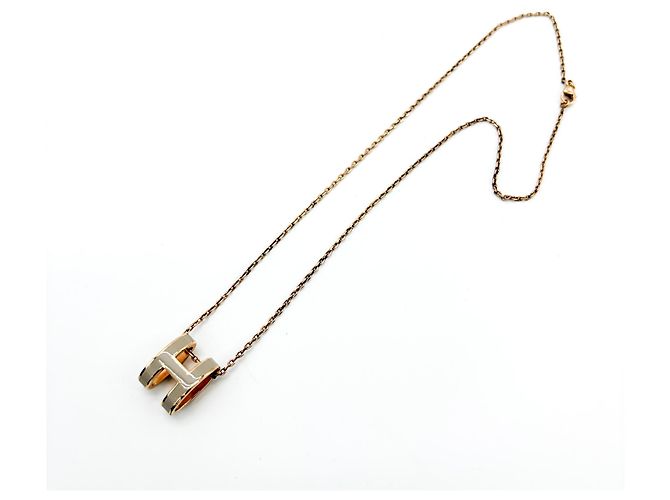 Hermès Collana Pendente Pop H Metallo e Smalto Standard Beige - vista 6