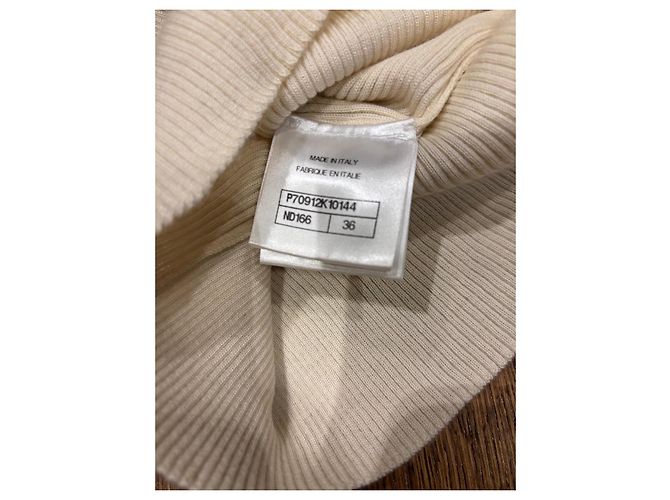 Chanel Top de malha cashmere creme com renda Cru - vista 4