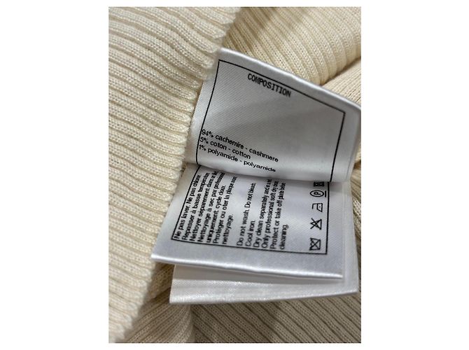 Chanel Top de malha cashmere creme com renda Cru - vista 5