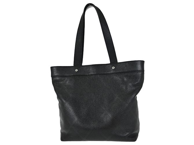 Borsa Chanel CC Tote in pelle traforata Medium Nero - vista 2