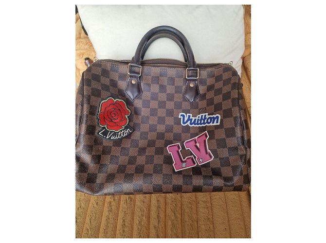 Louis Vuitton Speedy 30 Damier Ebène con parches personalizados - vista 16