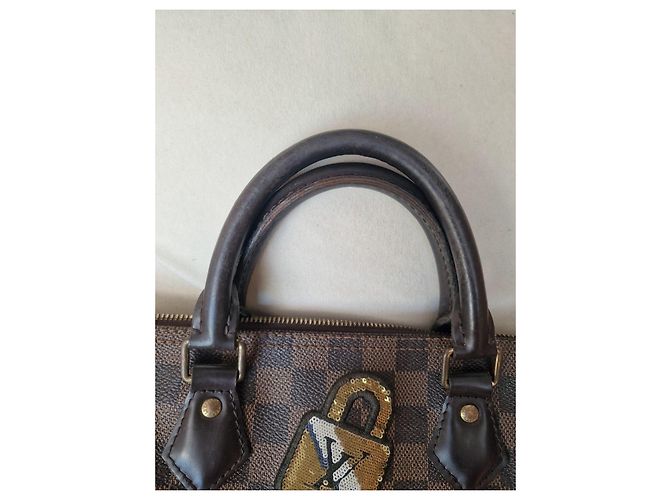 Louis Vuitton Speedy 30 Damier Ebène con parches personalizados - vista 17