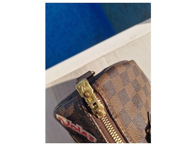 Louis Vuitton Speedy 30 Damier Ebène con patch personalizzati Marrone Multicolore Monogramma - vista 9