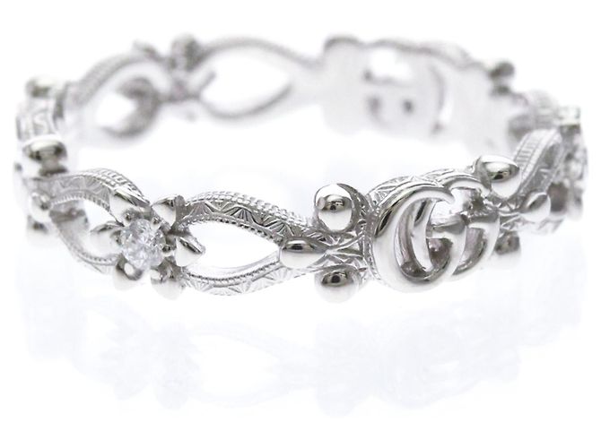 Bague Gucci Flora en or blanc avec diamants Argenté - vue 2