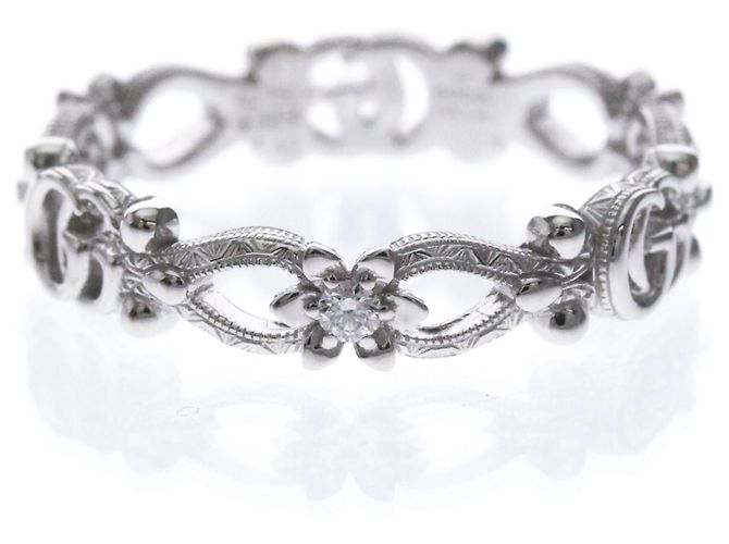 Bague Gucci Flora en or blanc avec diamants Argenté - vue 3