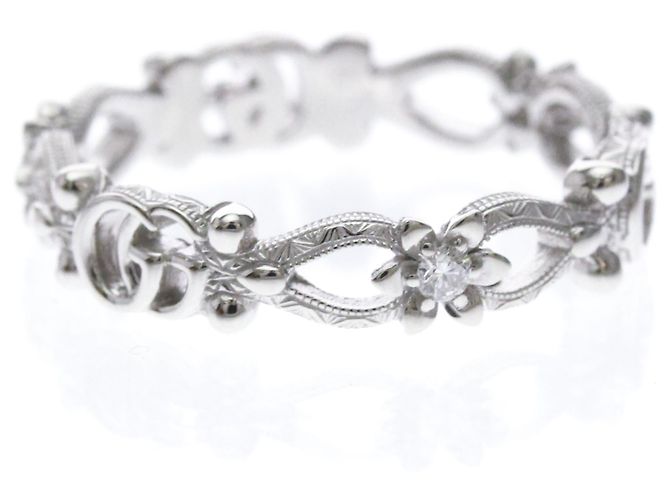 Bague Gucci Flora en or blanc avec diamants Argenté - vue 4