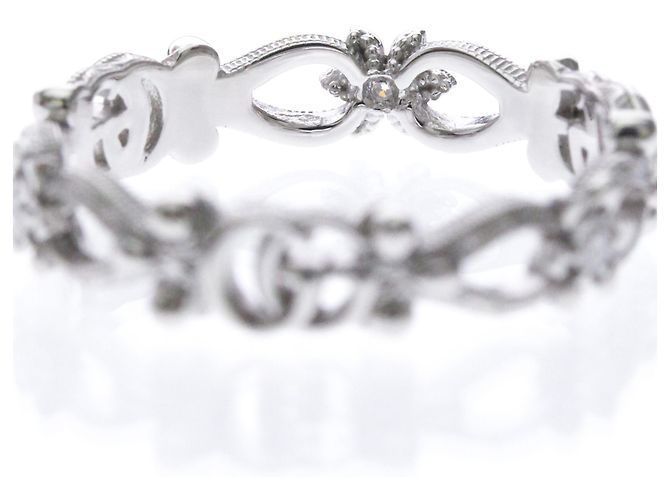 Bague Gucci Flora en or blanc avec diamants Argenté - vue 6