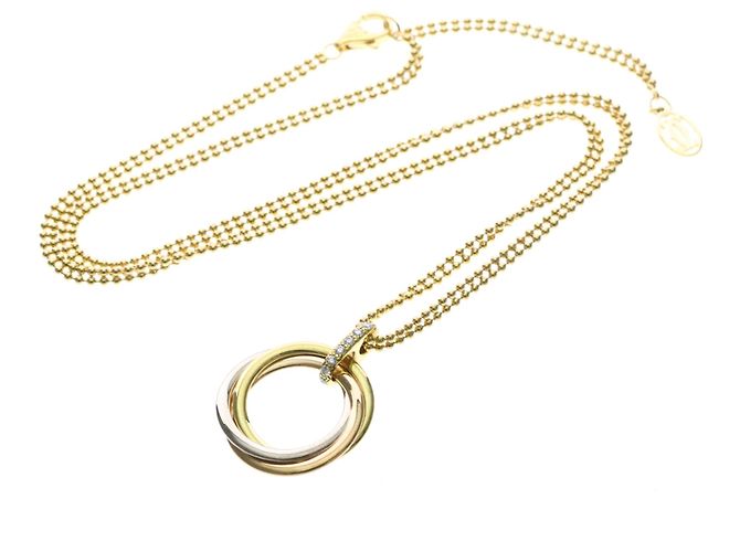 Cartier Trinity Medium Modell Diamantenhalskette Silber Golden - Ansicht 12
