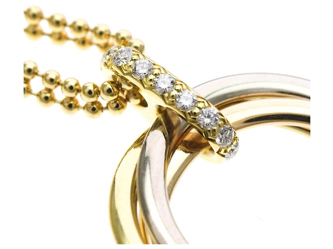 Cartier Trinity Medium Modell Diamantenhalskette Silber Golden - Ansicht 7
