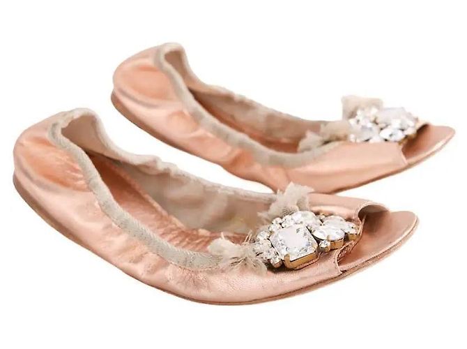 Bailarinas Miu Miu de cuero rosa - vista 3