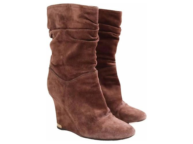Botas Louis Vuitton de ante marrón talla 38 Castaño - vista 3
