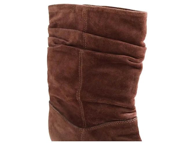 Botas Louis Vuitton de ante marrón talla 38 Castaño - vista 4