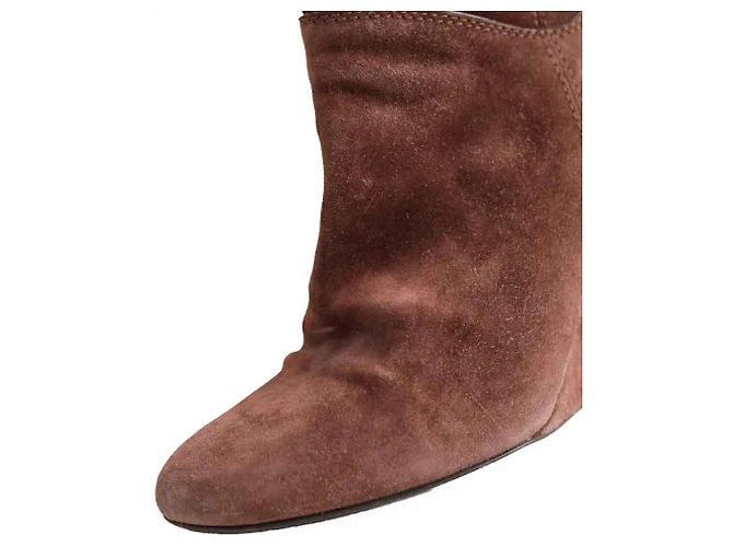 Botas Louis Vuitton de ante marrón talla 38 Castaño - vista 5