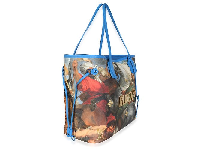 Louis Vuitton x Jeff Koons Rubens Canvas Neverfull MM Blu Multicolore - vista 4