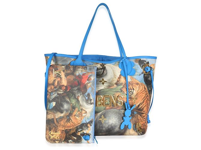 Louis Vuitton x Jeff Koons Rubens Canvas Neverfull MM Blu Multicolore - vista 8