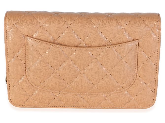 23P Chanel Dark Beige Quilted Caviar Classic Wallet on Chain - vista 2