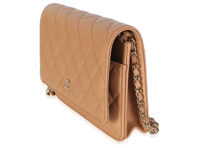 23P Chanel Dark Beige Quilted Caviar Classic Wallet on Chain - vista 3
