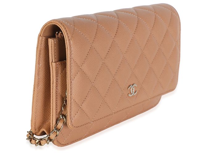 23P Chanel Dark Beige Quilted Caviar Classic Wallet on Chain - vista 4