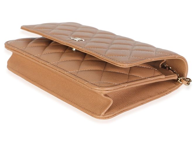 23P Chanel Dark Beige Quilted Caviar Classic Wallet on Chain - vista 6