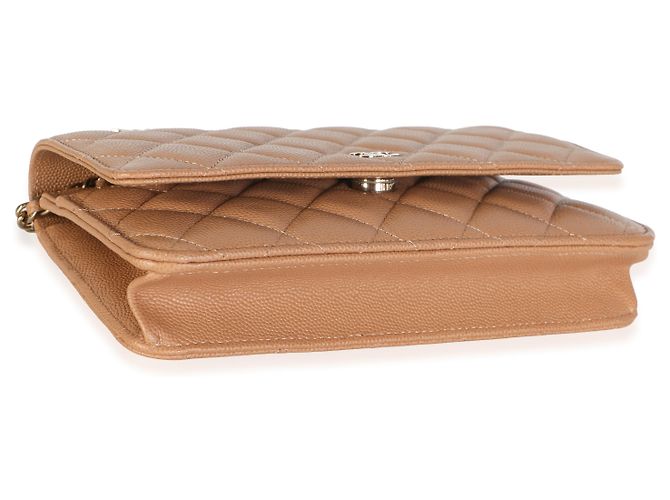 23P Chanel Dark Beige Quilted Caviar Classic Wallet on Chain - vista 7