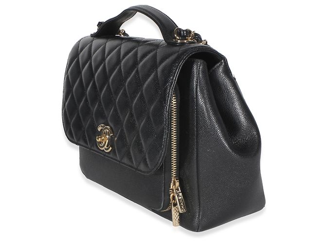Gabrielle Borsa a patta Chanel Black Quilted Caviar Large Business Affinity Nero - vista 3