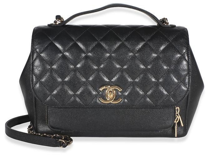 Gabrielle Borsa a patta Chanel Black Quilted Caviar Large Business Affinity Nero - vista 8