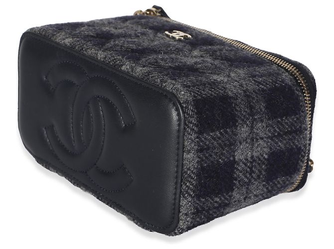 Chanel Small Vanity Case aus blauem Multicolor-Tweed mit Kette - Ansicht 6