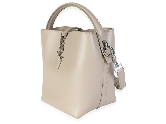 Autre Marque Saint Laurent Borsa a secchiello Small Le 37 in pelle di vitello lucida crema - vista 2