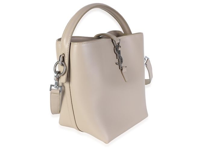 Autre Marque Saint Laurent Borsa a secchiello Small Le 37 in pelle di vitello lucida crema - vista 3