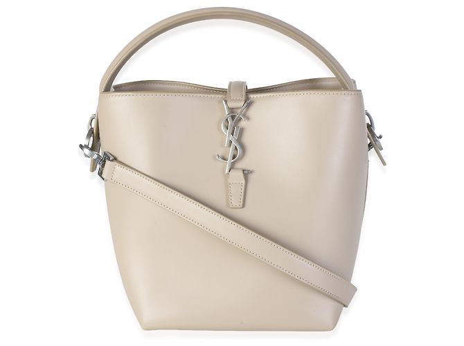 Autre Marque Saint Laurent Borsa a secchiello Small Le 37 in pelle di vitello lucida crema - vista 7