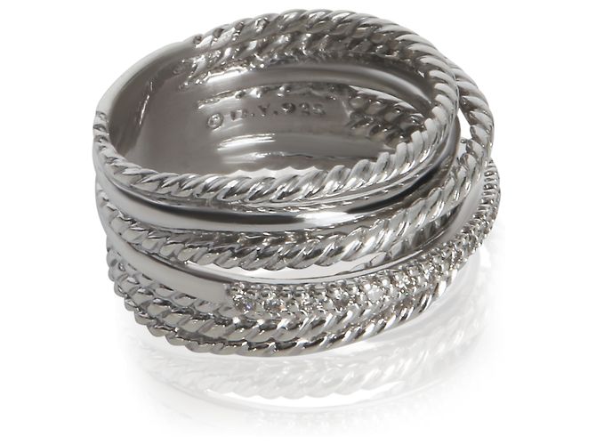 David Yurman Crossover Ring aus Sterlingsilber und Diamanten - Ansicht 3