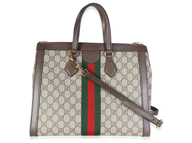 Borsa Tote Ophidia Media Gucci Beige GG Supreme Monogram Web Marrone Multicolore - vista 2