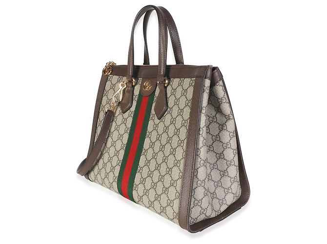 Borsa Tote Ophidia Media Gucci Beige GG Supreme Monogram Web Marrone Multicolore - vista 3