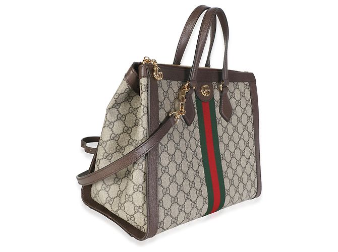 Borsa Tote Ophidia Media Gucci Beige GG Supreme Monogram Web Marrone Multicolore - vista 4
