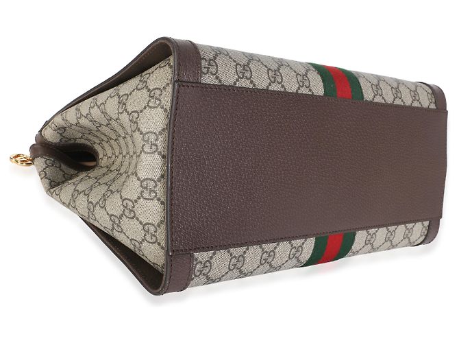 Borsa Tote Ophidia Media Gucci Beige GG Supreme Monogram Web Marrone Multicolore - vista 7