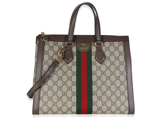 Borsa Tote Ophidia Media Gucci Beige GG Supreme Monogram Web Marrone Multicolore - vista 8