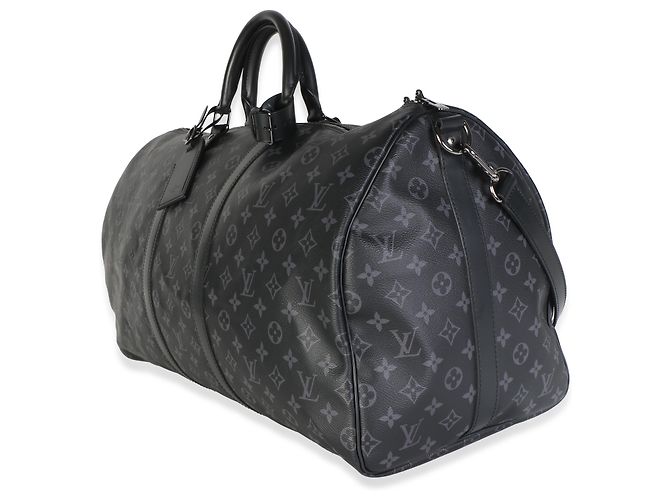 Louis Vuitton Monogram Eclipse Canvas Keepall Bandouliere 55 Schwarz - Ansicht 3