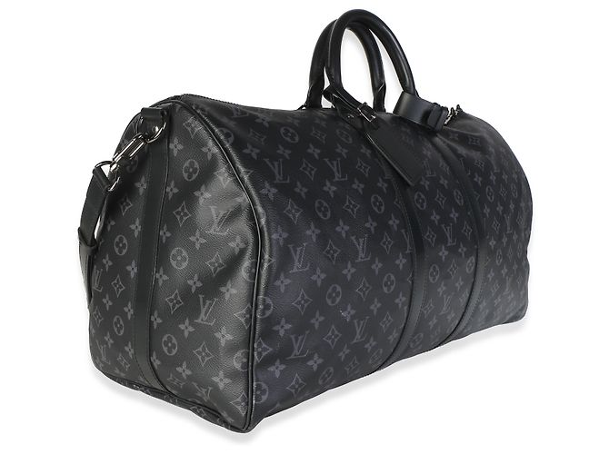 Louis Vuitton Monogram Eclipse Canvas Keepall Bandouliere 55 Schwarz - Ansicht 4