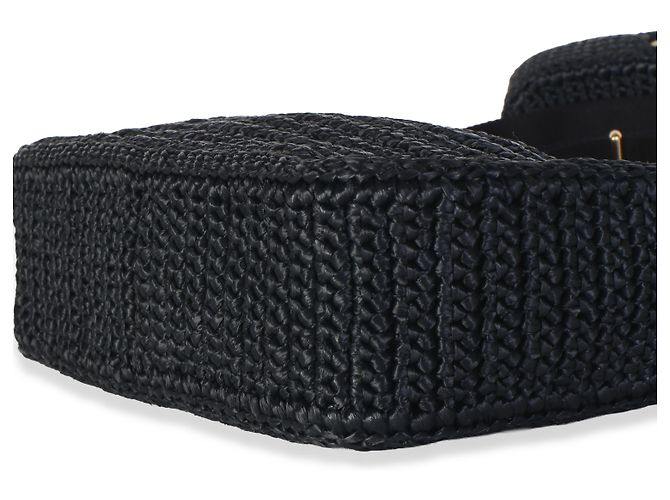 Borsa Prada Re-Edition 2005 in crochet effetto rafia nera Nero - vista 6