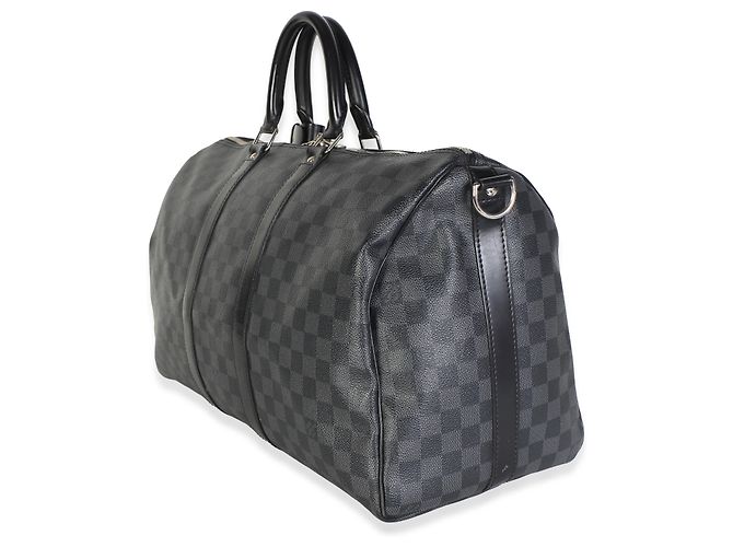 Borsa Keepall Bandoulière 45 in tela Damier Graphite di Louis Vuitton Nero - vista 3