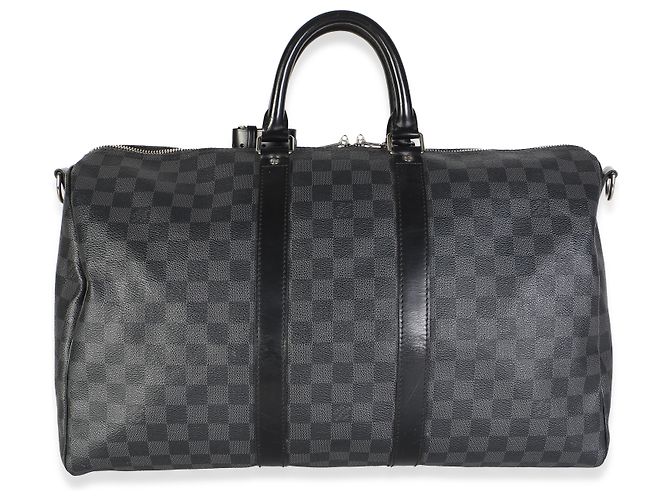 Borsa Keepall Bandoulière 45 in tela Damier Graphite di Louis Vuitton Nero - vista 8