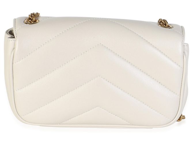 Autre Marque Borsa Mini Loulou Saint Laurent Crema Chevron in pelle d'agnello monogrammata Beige - vista 2