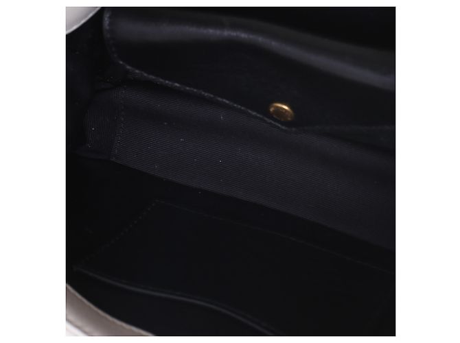 Autre Marque Borsa Mini Loulou Saint Laurent Crema Chevron in pelle d'agnello monogrammata Beige - vista 5